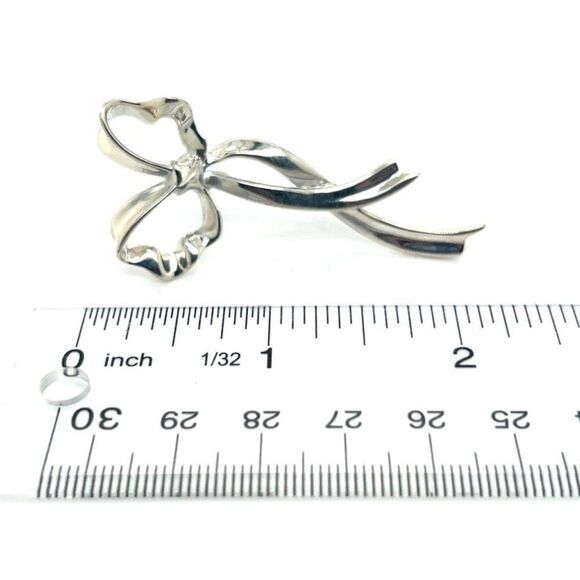 Tiffany & Co Estate Ribbon Brooch Pin Sterling Silver TIF833 - Picture 8 of 8